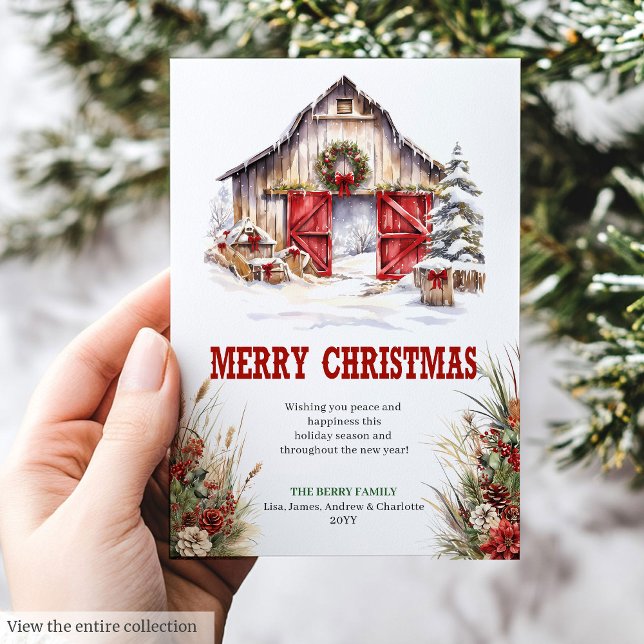 Lantlig ranch julhälsningskort redigerbar julkort (Rustic ranch Christmas greeting card editable

)