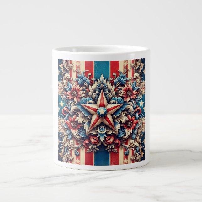 lantlig/retro amerikansk/patriotisk jumbo mugg (Framsidan)