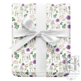 Lantlig Ridning Blommig Lila Presentpapper