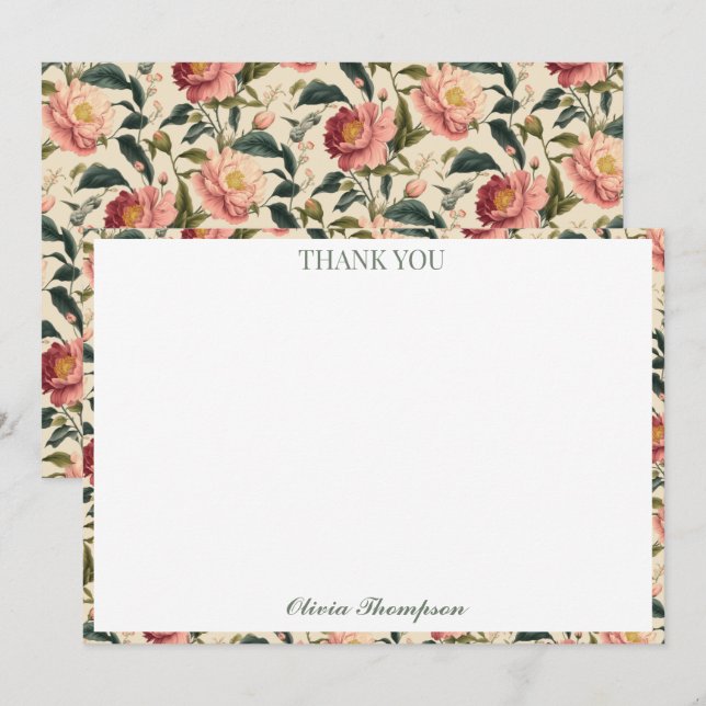 Lantlig Ros Lantliga Blommor Bröllopsdusch Anpassa Tack Kort (Fram/baksida)