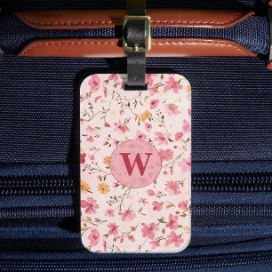 Lantlig Rosa Blomma Bagagebricka