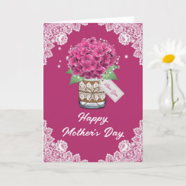 Lantlig rosa blomster spets morsdagskort kort
