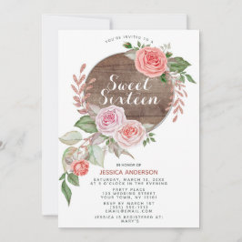 Lantlig rosa guld- rosaglittersweet sixteen inbjudningar