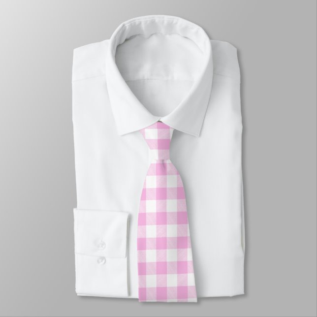 Lantlig rosa rutig rustik stuga  slips (Bunden)