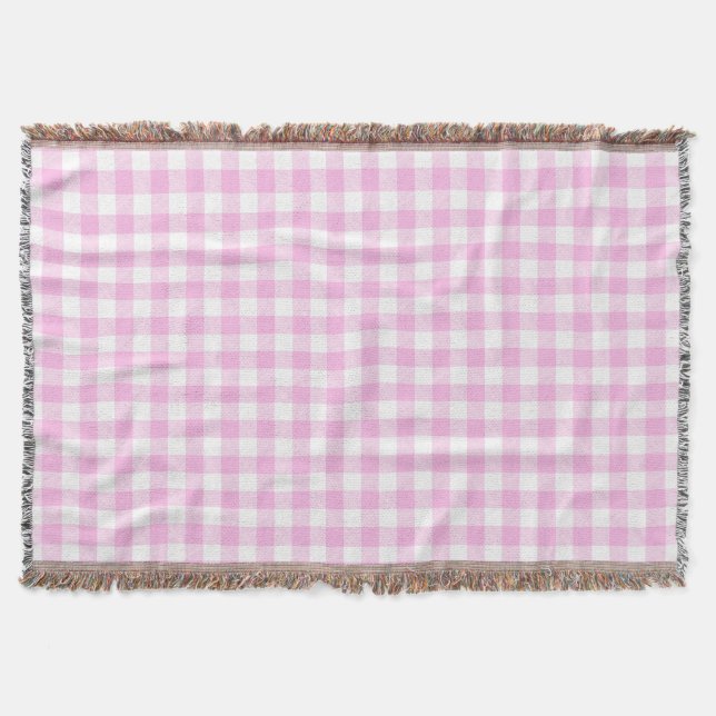 Lantlig rosa rutig stuga filt (Framsidan)