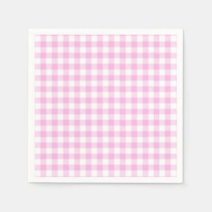 Lantlig rosa rutig stuga pappersservett