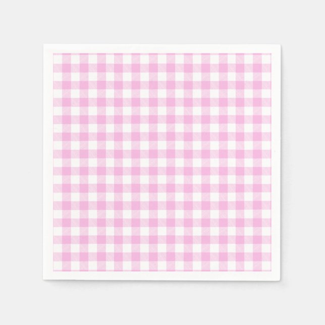 Lantlig rosa rutig stuga  pappersservett (Framsidan)