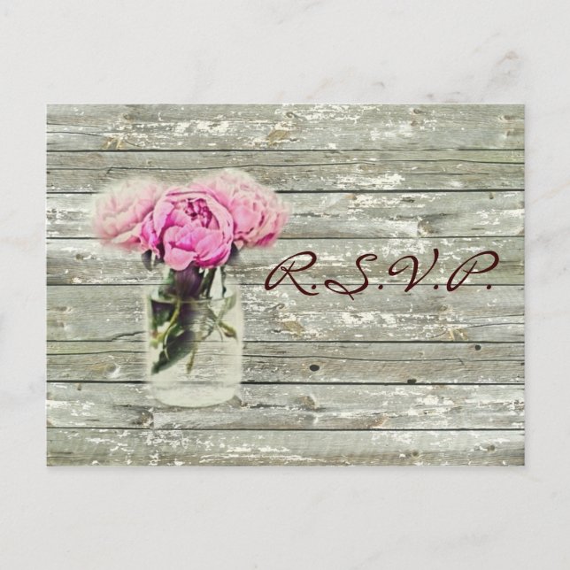 lantlig rosemurad glasmugg bröllop RSVP Inbjudan Vykort (Framsida)