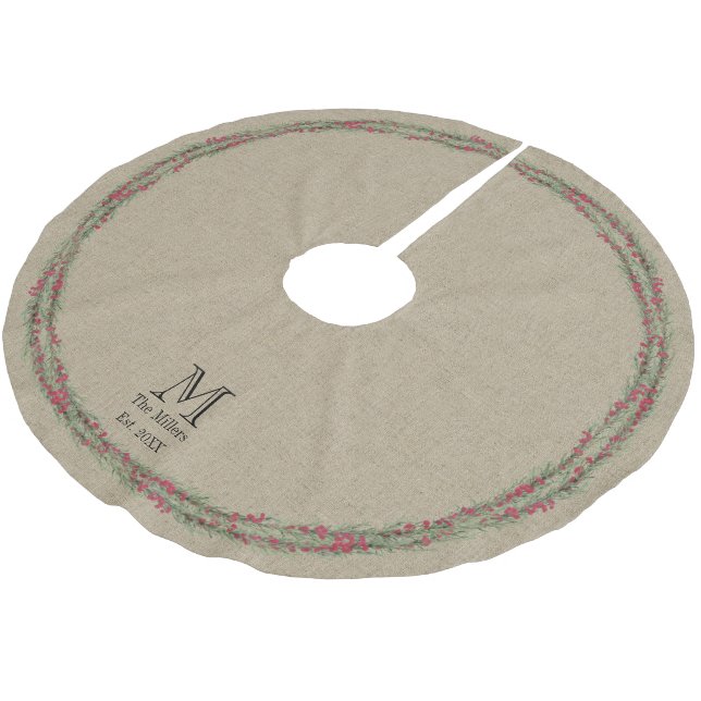 Lantlig rosmarin- och bärvattenfärg på Burlap Julgransmatta Borstad Polyester (Vinklad)