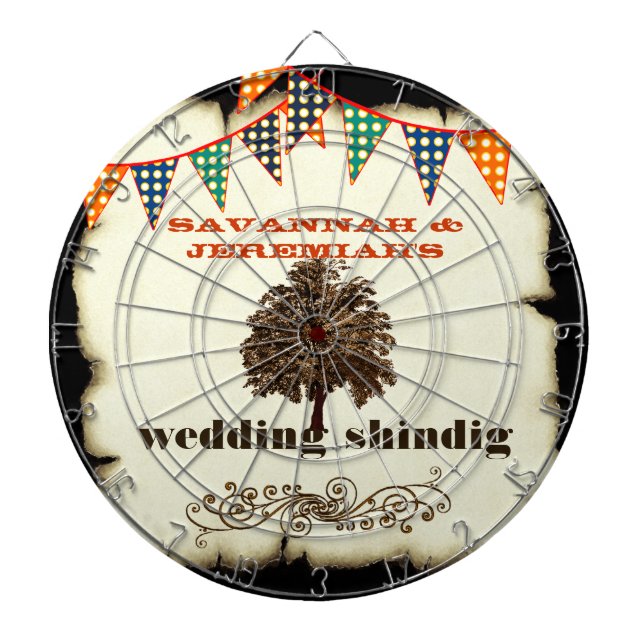 Lantlig Rustik Bröllopspil Dart Board Darttavla (Framsidan)