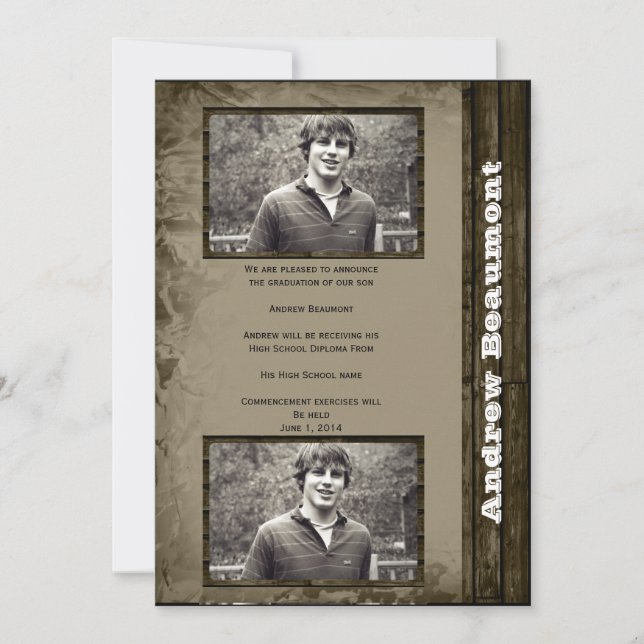 Lantlig Rustik Fotobild Examenstryck Meddelande (Framsida)