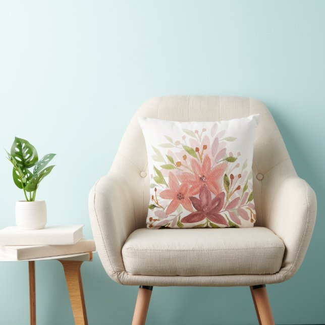 Lantlig Rustik Stil Vattenfärg Blommig Kudde (Stol)