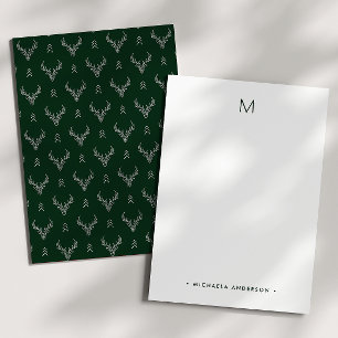 Lantlig skogs hjortmonogram & namn brevpapper anteckningskort
