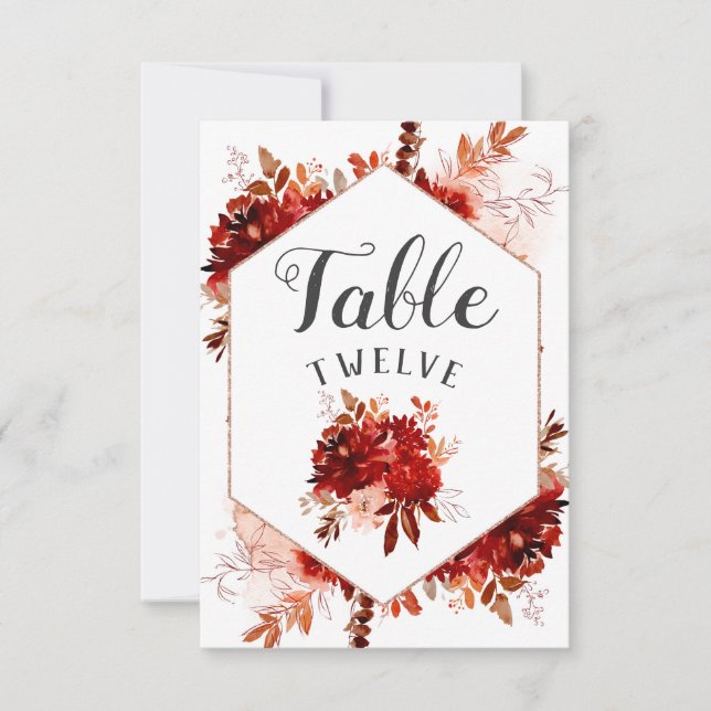 Lantlig Skönhet Blommig Inramad Bord Nummer Sittpl Inbjudningar (Framsida)