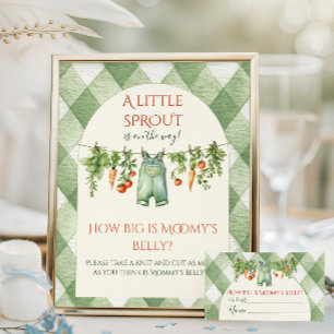 Lantlig småväxt baby shower Hur stor är mammas mag Poster