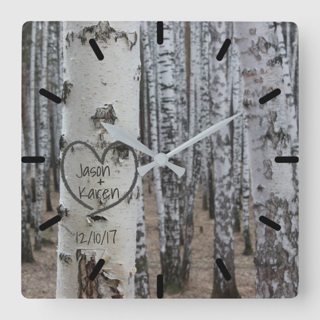 Lantlig sniden hjärta för personligland fyrkantig klocka (Framsida)