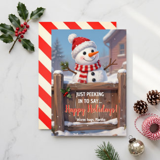 Lantlig snuggande snömannen God Jul Julkort