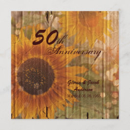 lantlig solros 50-års bröllopsjubileum inbjudningar