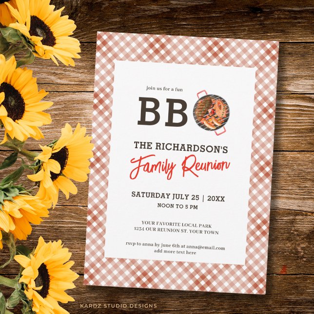 Lantlig sommargrill Familjeåterträff Inbjudningar (Front of the invitation is shown in 4.5 x 6.25 -inch. Choose size, paper, and corner style.
)