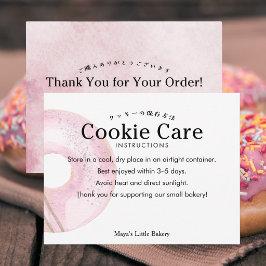 Lantlig Söt Rosa Munk Cookie Vårdinstruktioner Tack Kort