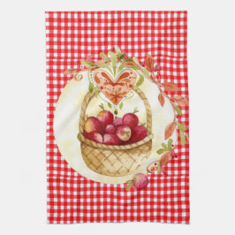 Lantlig stil Äppelskörd med Gingham Kökshandduk