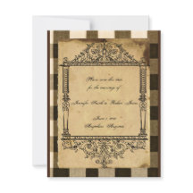 Lantlig svart sepia rutig landsbygd Save the Date