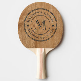 Lantlig tall trä högstidsmonogram stjärna pingisracket