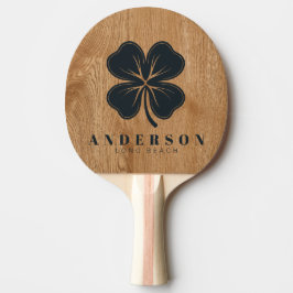 Lantlig tallträ fyrklöver med namn pingisracket