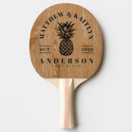 Lantlig tallträ Tropical ananas bröllopskamouflage Pingisracket