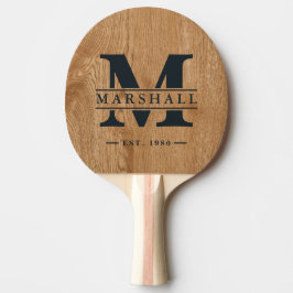 Lantlig tallvedsmonogram och namntavla överlägg pingisracket