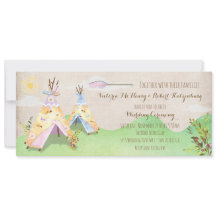 Lantlig Teepee vattenfärgBoho för stam- bröllop