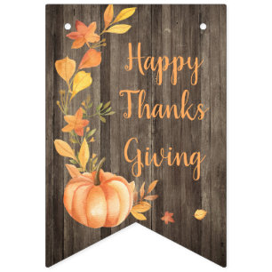 Lantlig thanksgiving för pumpanedgångskörd vimplar