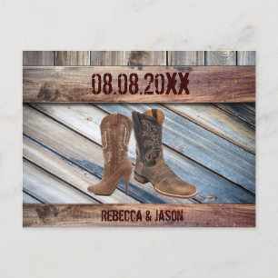 lantlig trä cowboy västerländsk Bröllop spara datu Meddelande Vykort