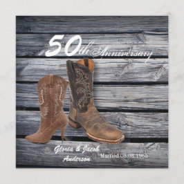 lantlig trä cowboy västern 50-års bröllopsjubileum inbjudningar