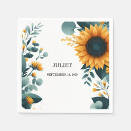 Lantlig trädgårdsgrönska Solros Bröllopskvällsmöte Pappersservett