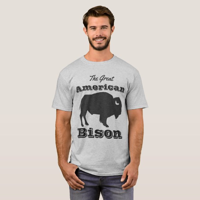 Lantlig underbar amerikanBison Tee Shirt (Hel framsida)