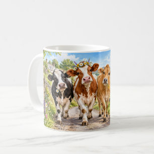 Lantlig väg och lycklig ko-mugg kaffemugg