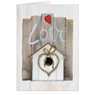 Lantlig valentinBirdhouse Hälsningskort