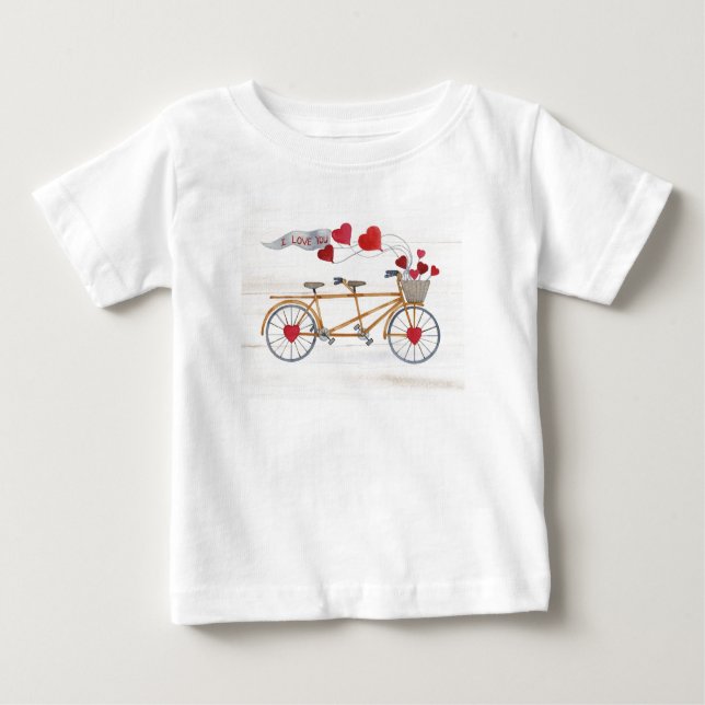 Lantlig valentincykel som byggas för två t shirt (Framsida)