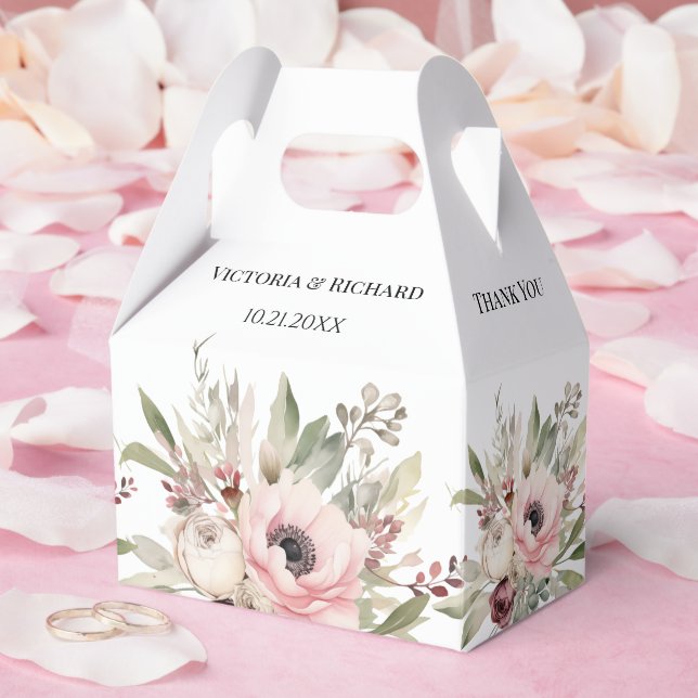 lantlig vattenfärg blomsterbukett presentaskar (Bröllop)
