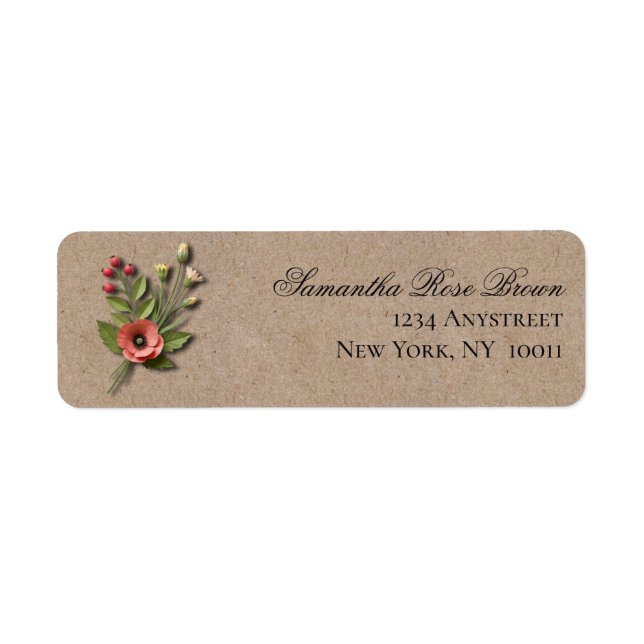 Lantlig vildblomma returadressetikett returadress etikett (Framsidan)
