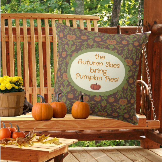 Lantlig Vintage Stil Höst Pumpa  Kudde (You can personalize this pillow with your own message!)