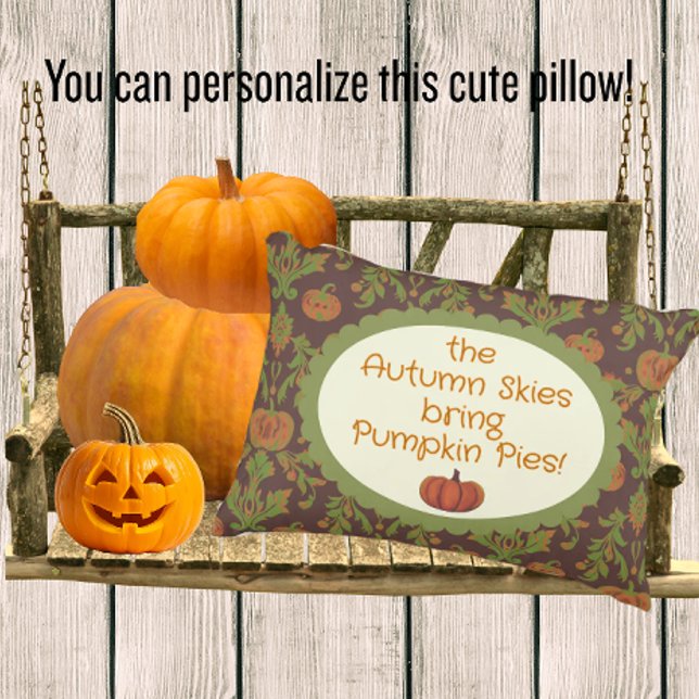 Lantlig Vintage Stil Höst Pumpa  Prydnadskudde (A sweet cute fall porch pillow!)