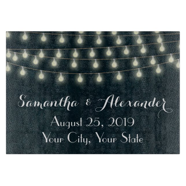 Lantlig vintage stränger ljus som gifta sig (Framsidan)