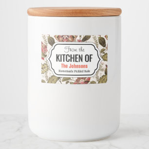 Lantlig vintagePaisley blomma på krämig bakgrund Mat Etiketter