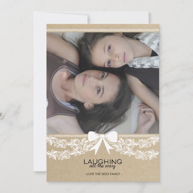 Lantlig vitpilbåge & kort för girlandhelgdagfoto (Framsida)