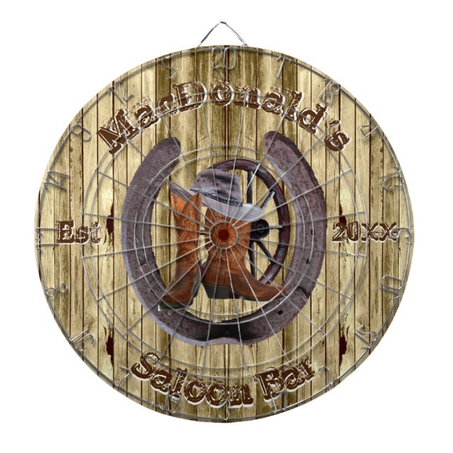 Lantlig western salongpub darttavla (Framsidan)