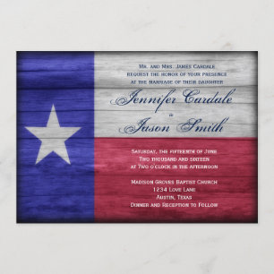 Lantlig Wood Texas flagga som gifta sig Inbjudningar