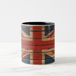 Lantlig Wood United Kingdom flagga Två-Tonad Mugg