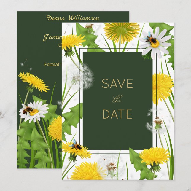 Lantliga ängsblommor Spara datum-kort Datumet (Fram/baksida)